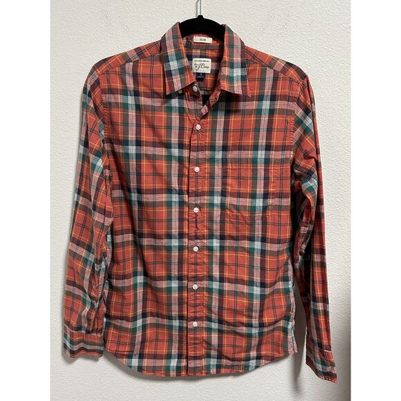 J. Crew Men's Button Down Plaid Shirt Slim 100% Cotton Long Sleeve Small - Picture 1 of 6